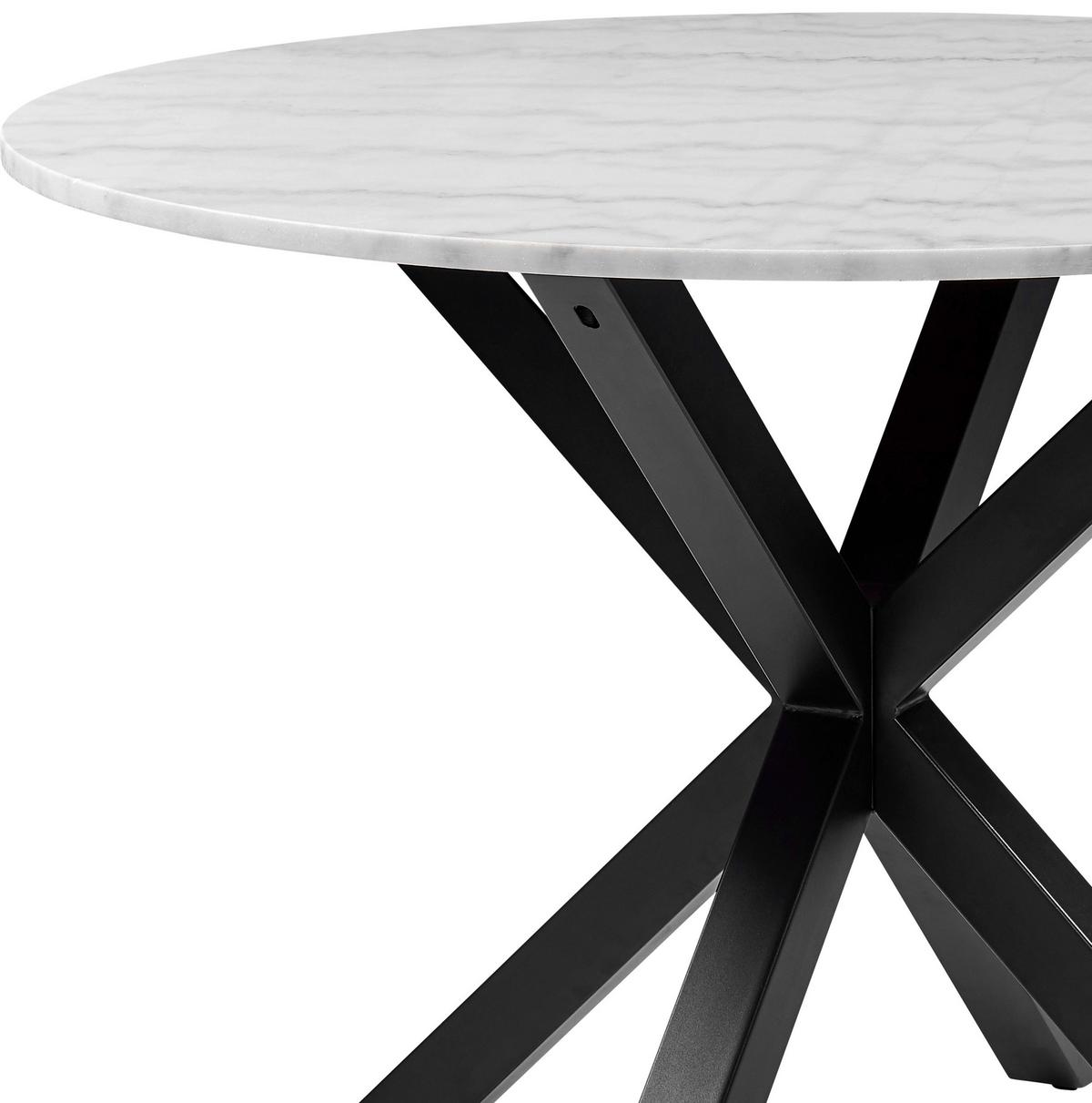 Jedálenský stôl HEAVEN 110 cm - čierna/biela, Konventionell, kov/kameň (110/76cm) - MID.YOU