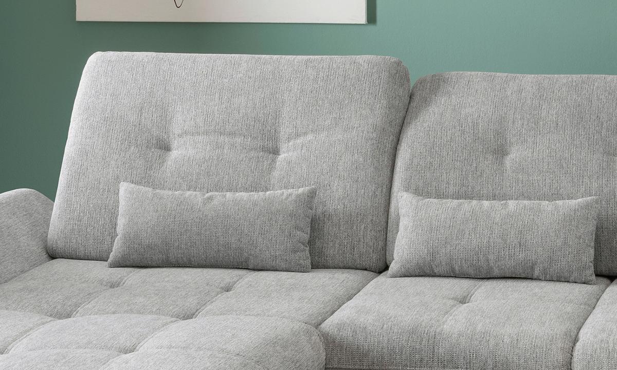Wohnlandschaft Dalida Mit Schlaffunktion Silberfarben - Chromfarben/Silberfarben, Design, Textil (195/376/254cm) - Livetastic