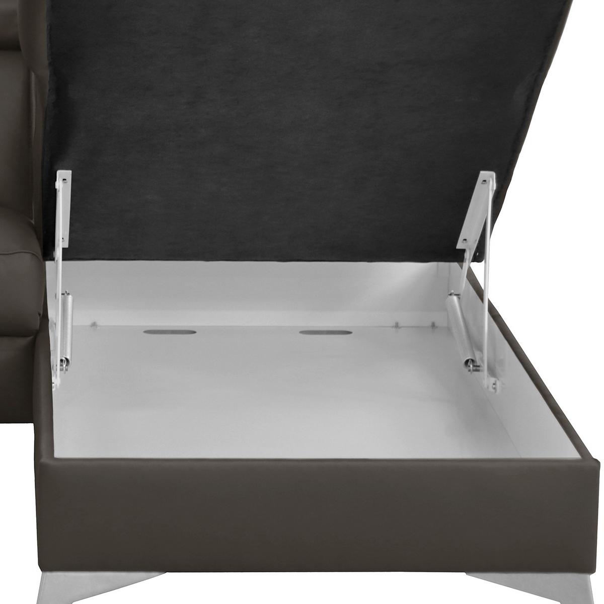 Ecksofa Lince Dunkelbraun S: 257x197 cm - Chromfarben/Dunkelbraun, Design, Leder/Textil (257/197cm) - Livetastic