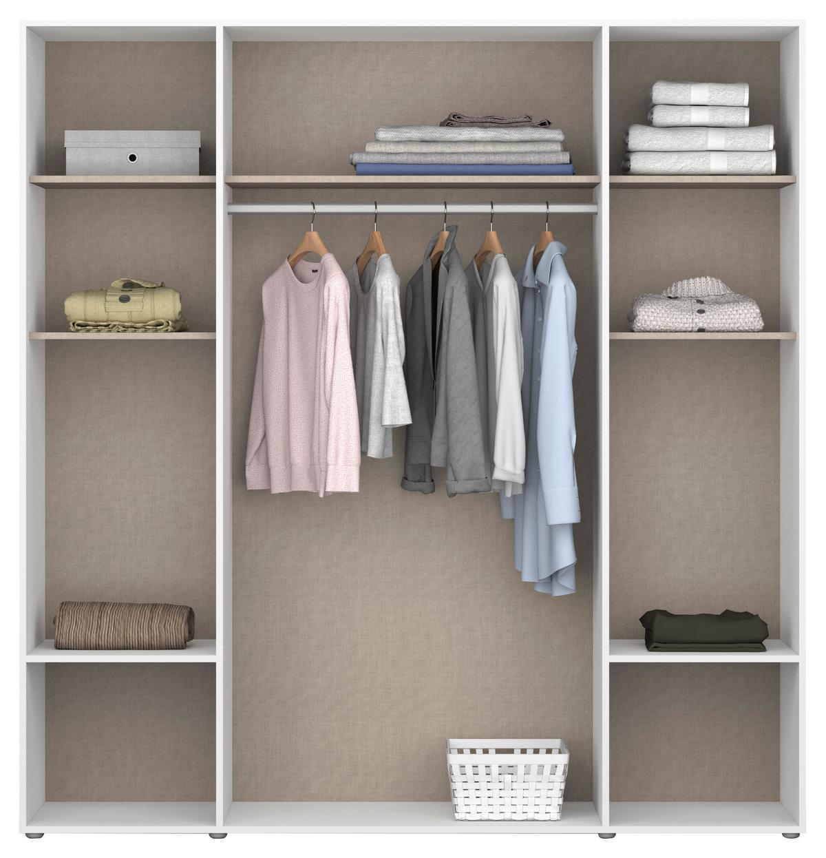 Drehtürenschrank Voyager Weiß,grau B: 187 Cm - Weiß/Grau, MODERN, Holzwerkstoff (187/194/53cm) - Rauch Möbel