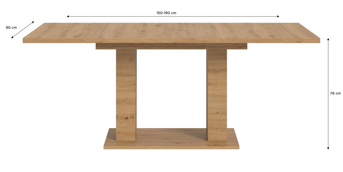 Ausziehtisch Marlon 150 Az Melamin Artisan, B:150-190 cm - Eiche Artisan, KONVENTIONELL, Holzwerkstoff (150-190/90/76cm)