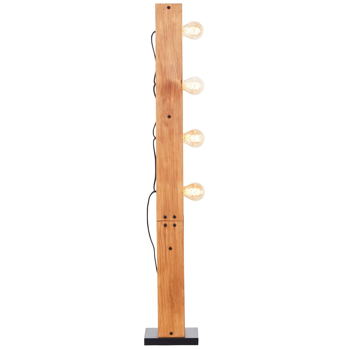 Stehlampe Holz Calandra Braun/schwarz Mit Fußschalter - Schwarz/Braun, Natur, Holz/Metall (20/125,5/20cm) - Brilliant