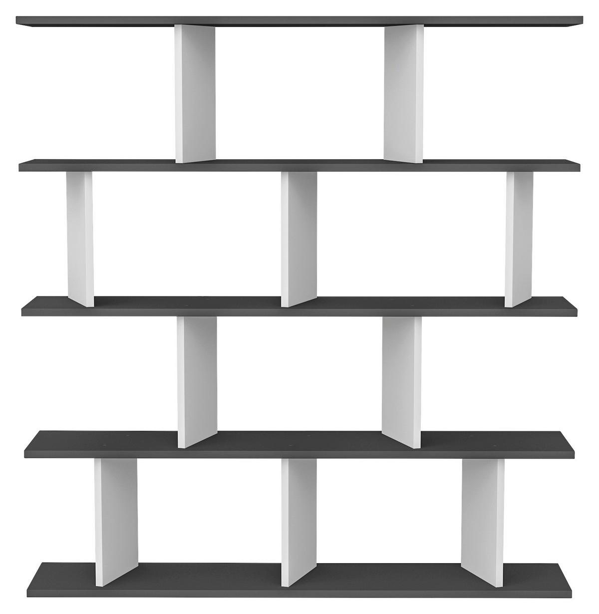 REGÁL JORIN - biela/antracitová, Design, kompozitné drevo (130/137/25cm) - Livetastic