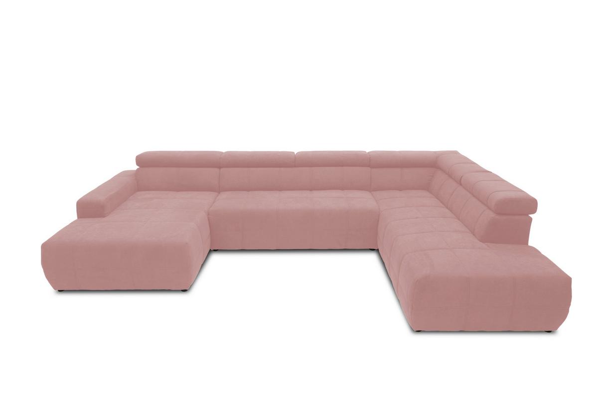 Wohnlandschaft Brandon Mit Kopfteilverstellung Pink - Schwarz/Rosa, Design, Textil (175/359/228cm) - MID.YOU