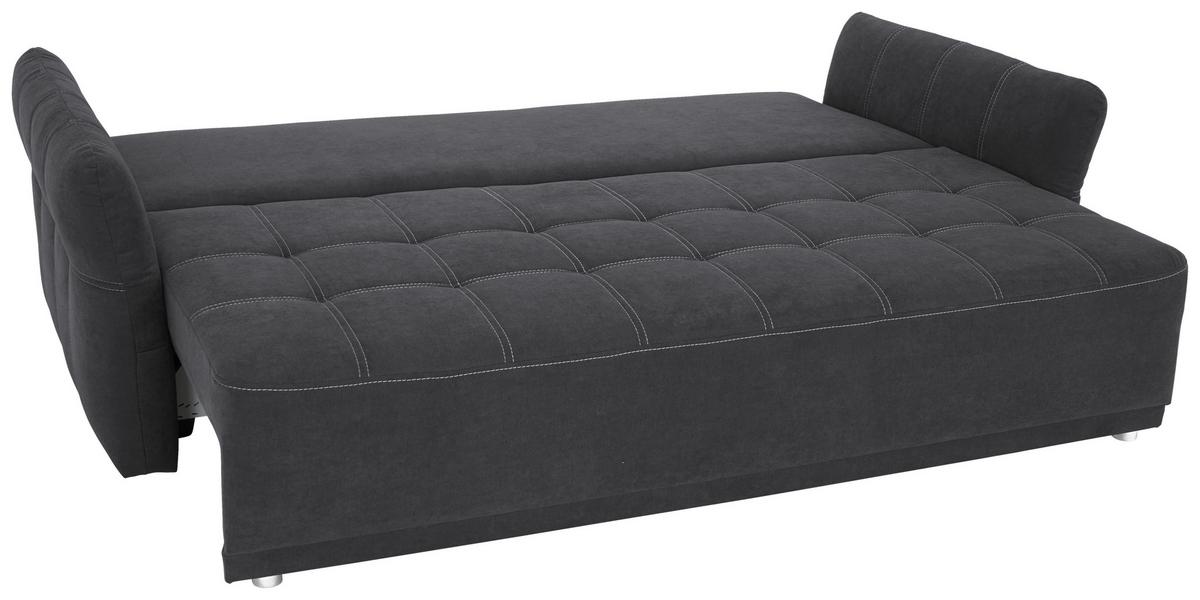 Veľká pohovka PASCAL, čierna - čierna, Basics, kov/drevo (221/91/107cm)