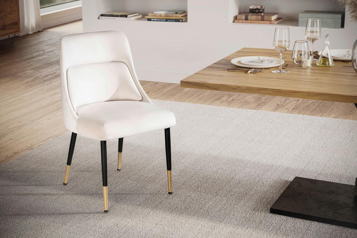 Stolička béžová/zlatá - čierna/zlatá, Design, kov/textil (49/85/56cm) - Livetastic