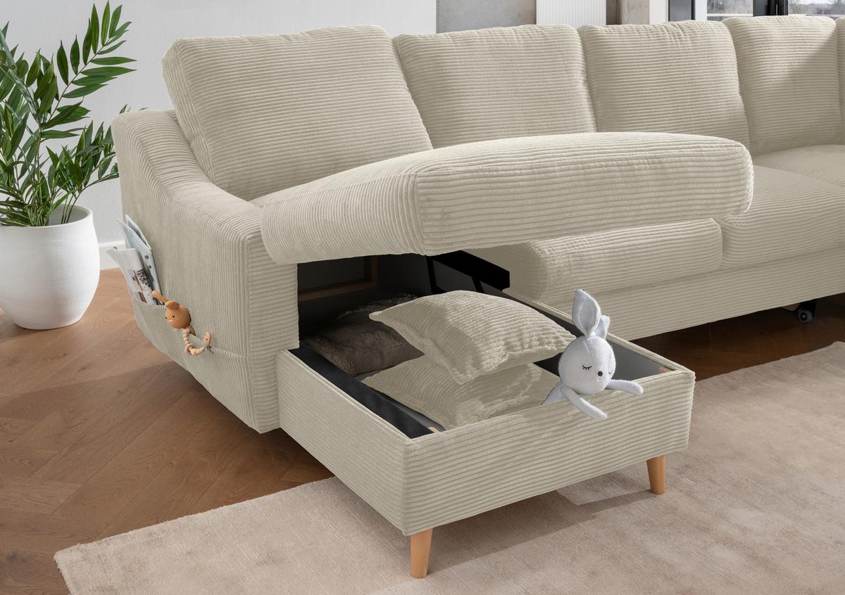 Wohnlandschaft Valentina - Beige/Naturfarben, KONVENTIONELL, Textil (150/301/200cm) - P & B