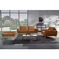 Ecksofa Spring Cognac Chrom, B: 207 Cm - Chromfarben/Cognac, Design, Leder (207/85/92cm) - Livetastic