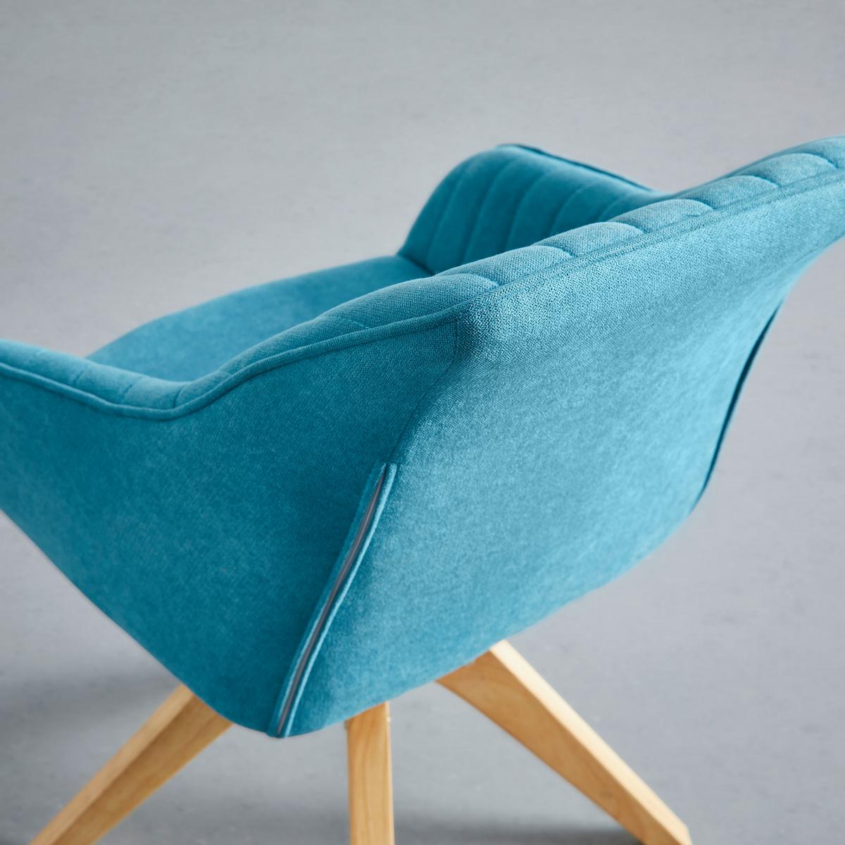 Jídelní židle LEONIE petrolejová - petrolej/barvy dubu, Moderní, dřevo/textil (60/82/61cm) - Modern Living