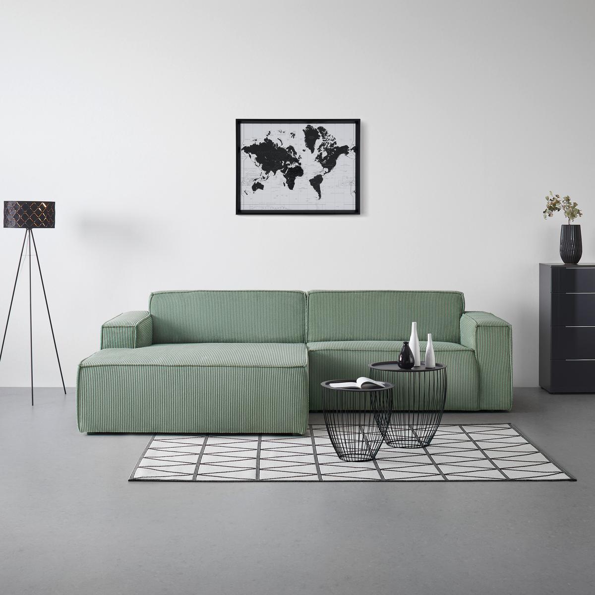 Rohová sedačka LOFT, ľavá, svetlozelený menčester - čierna/svetlozelená, Modern, textil/plast (172/75/265cm) - Mömax