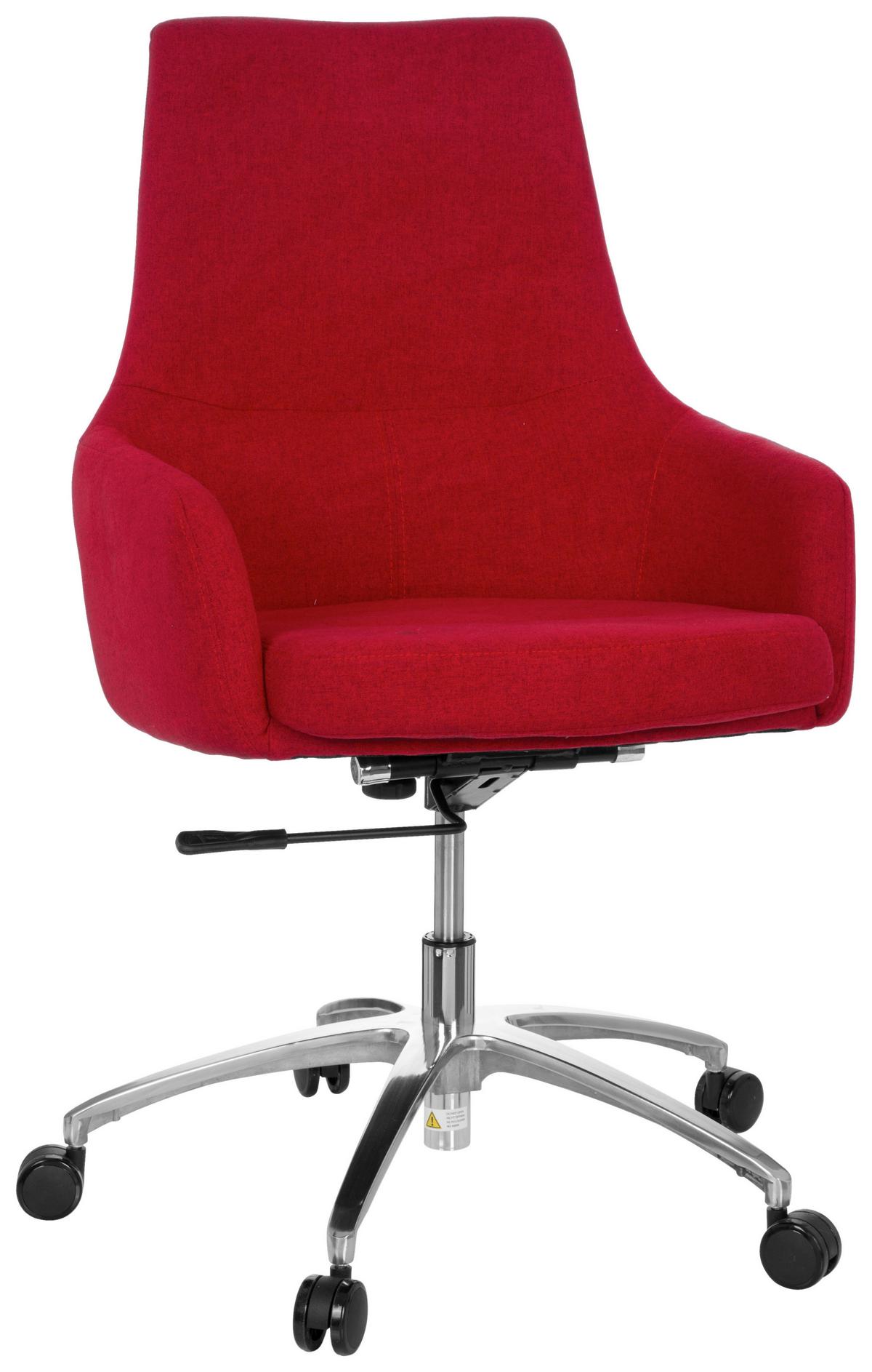 Bürostuhl Shake 100 Rot Bis 110 Kg - Silberfarben/Rot, Basics, Kunststoff/Textil (65/97/60cm) - MID.YOU