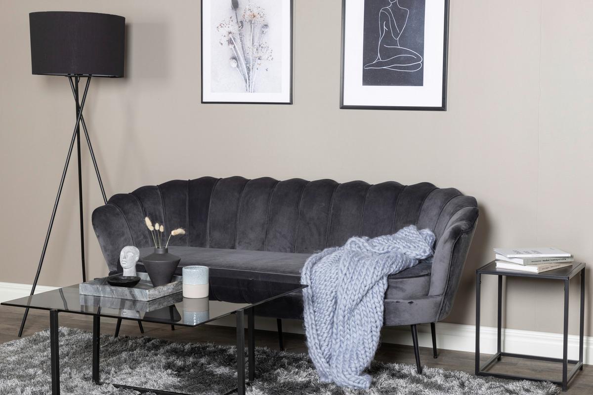 2-sitzer-sofa Calais - Dunkelgrau/Schwarz, Design, Textil/Metall (180/78.5/78cm) - Livetastic