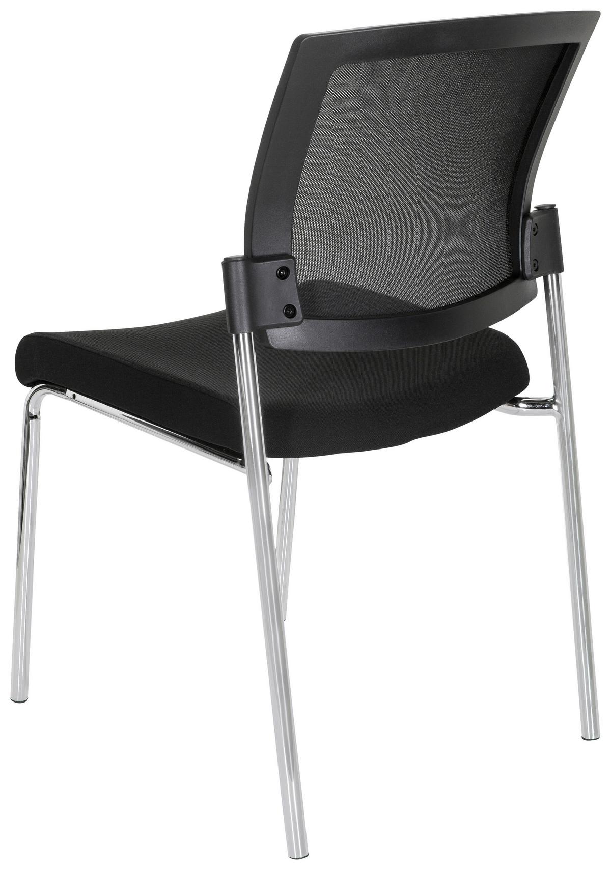 Besucherstuhl K9 V Gepolstert Schwarz Bis 180kg - Chromfarben/Schwarz, MODERN, Textil/Metall (48/90/58cm) - MID.YOU
