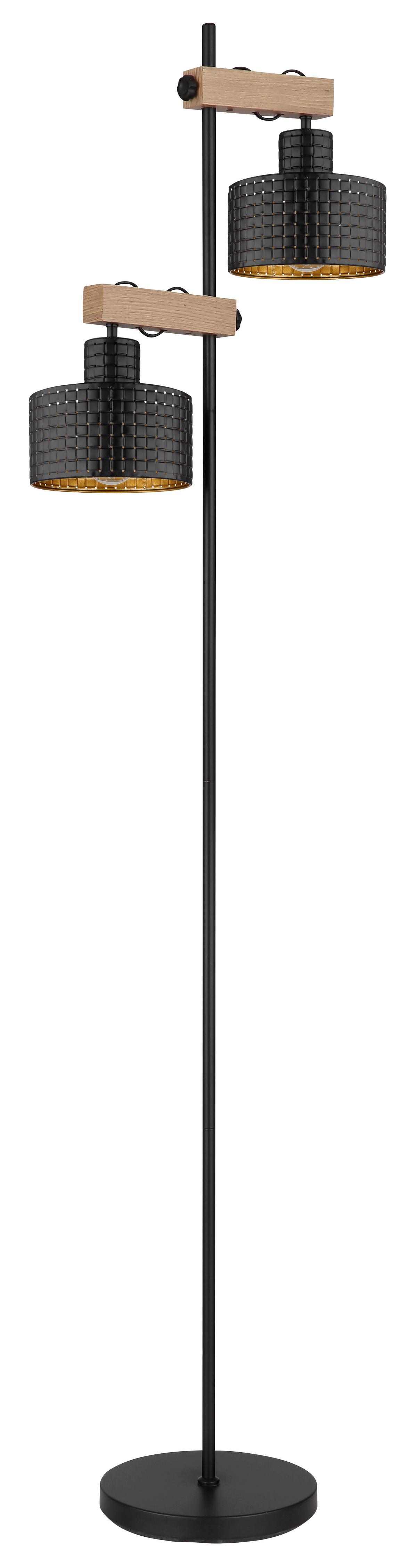 Stehleuchte 15651s - Dunkelbraun/Goldfarben, Design, Holzwerkstoff/Kunststoff (44/25/168cm) - Globo