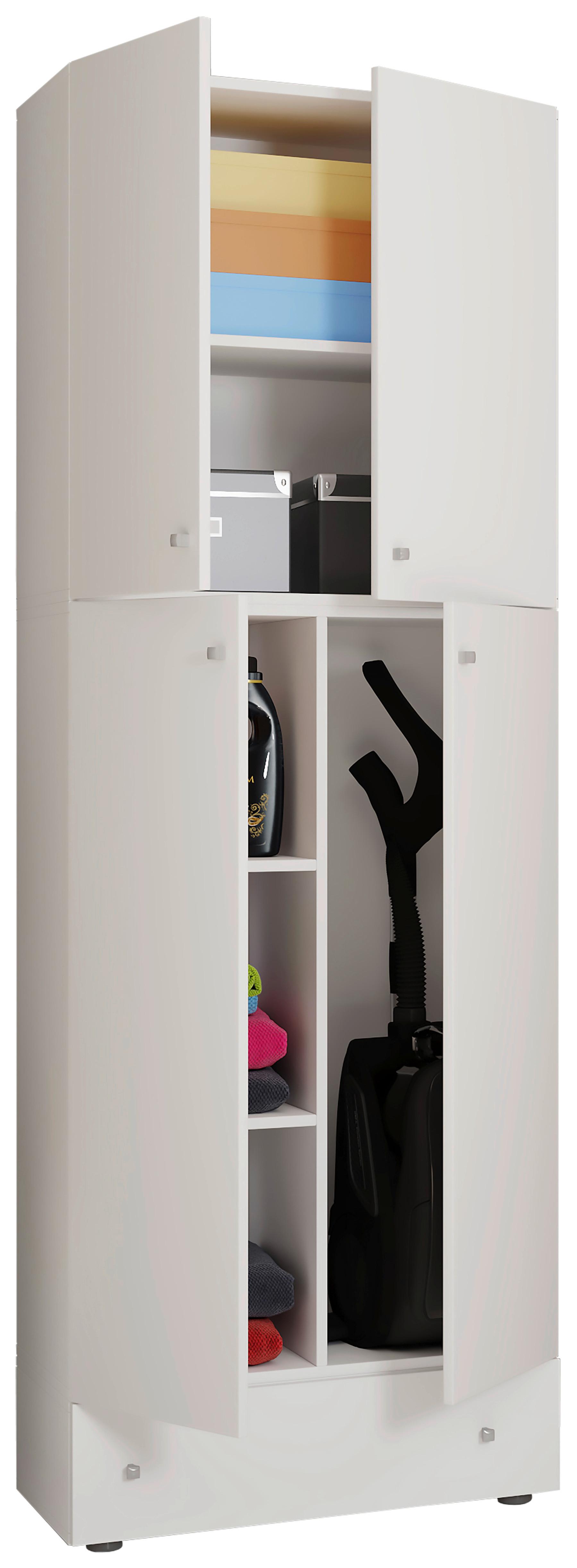 Mehrzweckschrank Lona XXL Weiß Stehend BxH: 70x200 cm - Schwarz/Weiß, MODERN, Holzwerkstoff (70/200/39cm) - MID.YOU