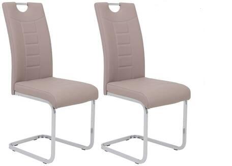 Schwingstuhl Ruby S Cappuccino Gepolstert 2er-Set - Chromfarben/Weiß, MODERN, Textil/Metall (44/104/57,5cm) - MID.YOU