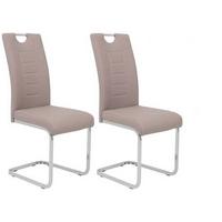 Schwingstuhl Ruby S Cappuccino Gepolstert 2er-Set - Chromfarben/Weiß, MODERN, Textil/Metall (44/104/57,5cm) - MID.YOU