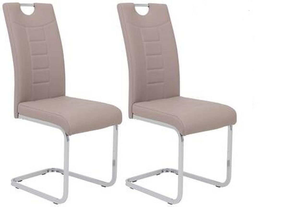 Schwingstuhl Ruby S Cappuccino Gepolstert 2er-Set - Chromfarben/Weiß, MODERN, Textil/Metall (44/104/57,5cm) - MID.YOU