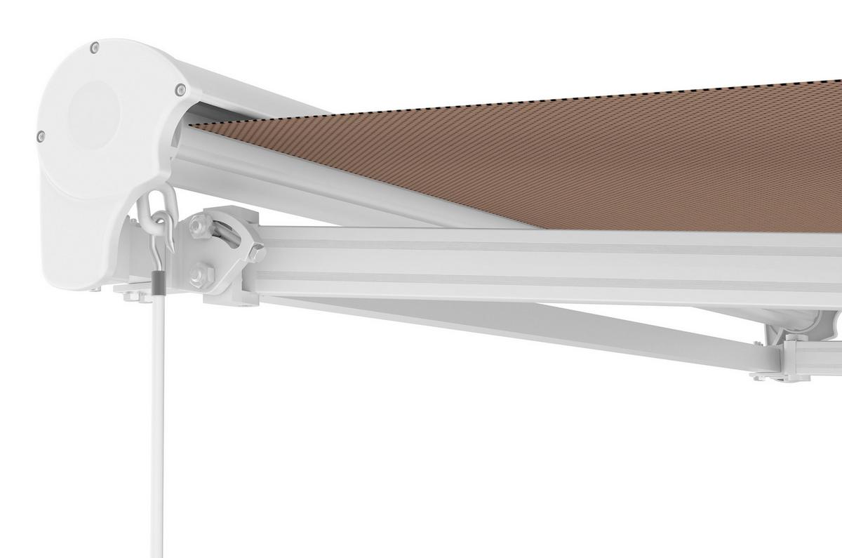 Hülsenmarkise 300x250 cm Taupe /Weiß, Decken-/Wandmontage - Taupe/Weiß, Basics, Textil (300/250cm) - Schwöller