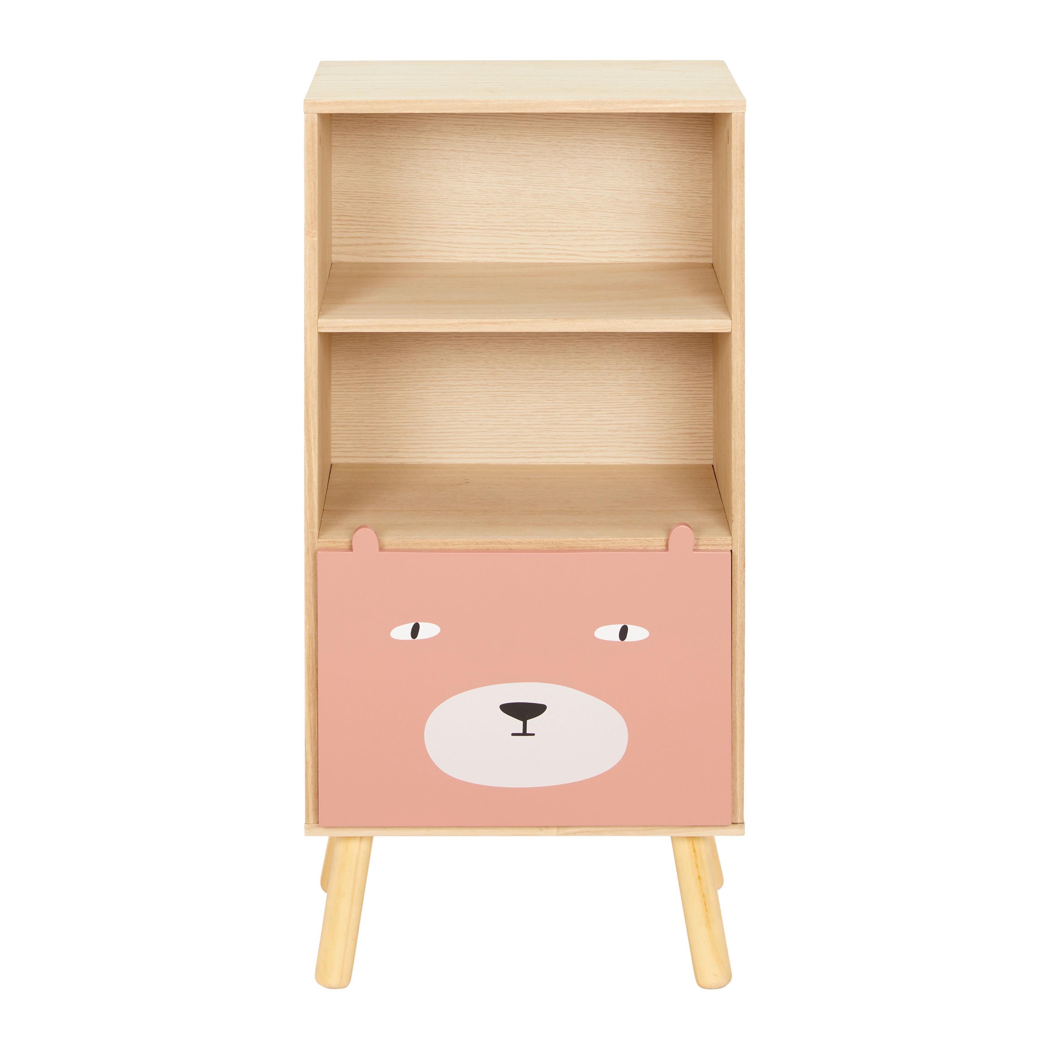 Regál do dětského pokoje LANNY růžový - barvy borovice/pink, Moderní, dřevo (40/86/31cm) - Bessagi Kids