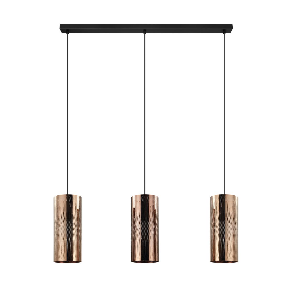 Hängeleuchte Tabiago H: 110 cm 3-Flammig, Schwarz/Rosegold - Roségold/Schwarz, Design, Metall (89/13/110cm) - Eglo