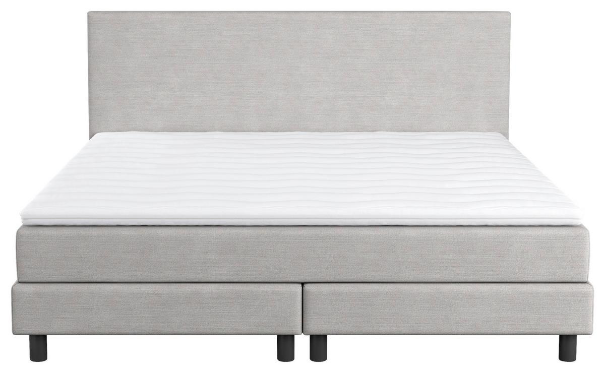Boxbett mit Topper Andorra 180x200 cm Hellgrau - Hellgrau/Schwarz, MODERN, Holzwerkstoff/Textil (180/200cm) - MID.YOU
