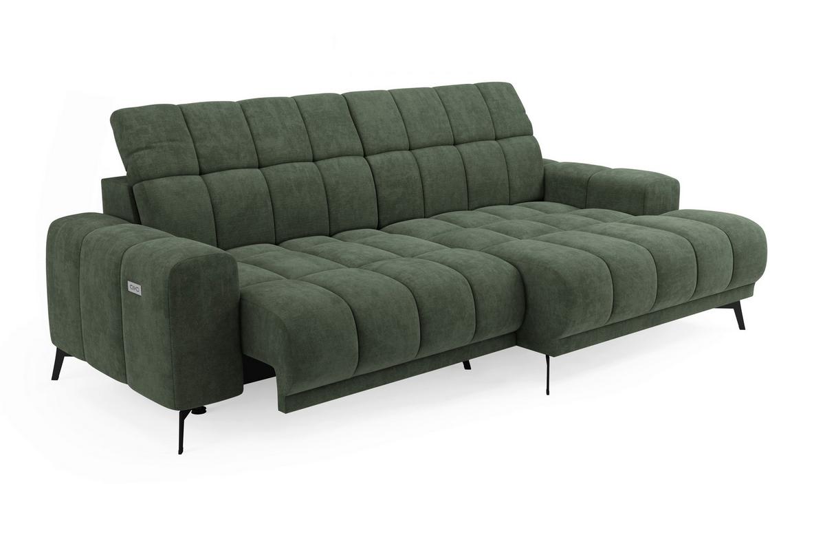 Rohová sedačka LAYA, pravá, zelená tkanina MEMPHIS - zelená, Moderní, textil (250/155cm) - Premium Living