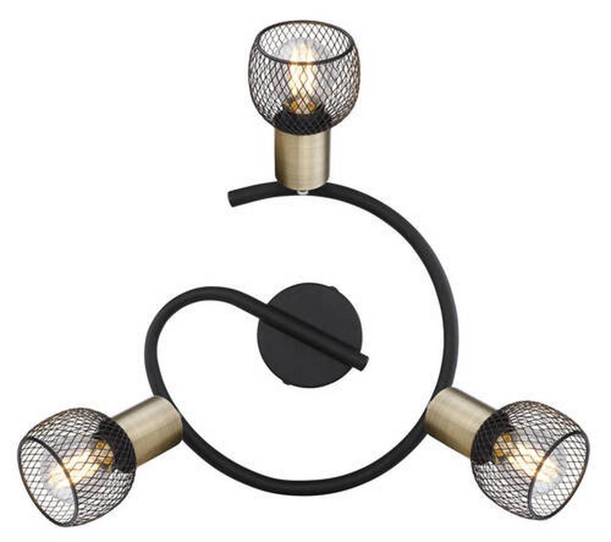 Strahler Fiastra 3-Flammig verstellbar Ø 23 cm - Schwarz, Basics, Metall (23/14cm) - Globo