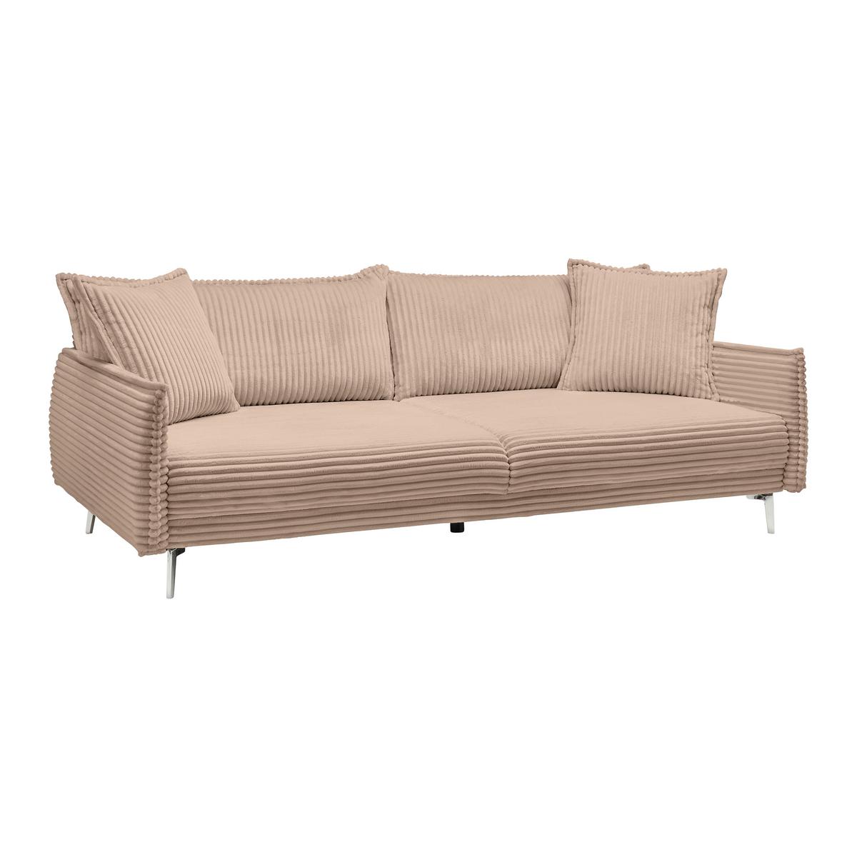 Veľká pohovka KISS -TOP- - hnedá/chrómová, Modern, kov/drevo (241/90/117cm) - Mömax