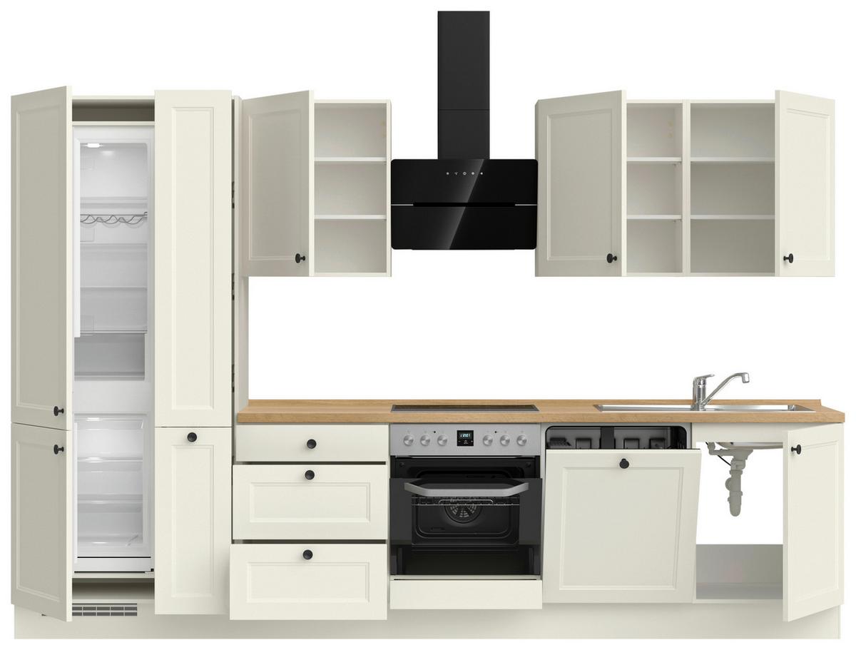 Kuchyňská linka 330 cm, bílá/dekor dub Sierra - bílá/barvy dubu, Moderní, kov/kompozitní dřevo (330cm) - Nobilia