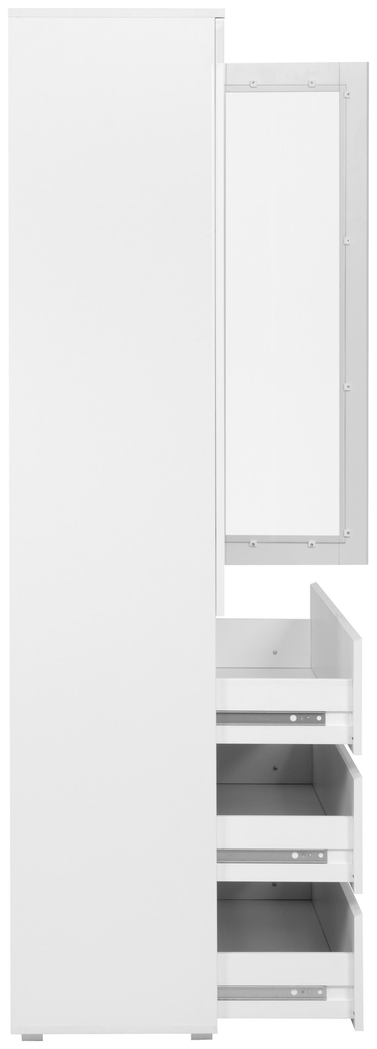 Vitrine Capetown Weiß HG B: 80 cm - Weiß Hochglanz/Silberfarben, Trend, Glas/Holzwerkstoff (80/191/40cm)