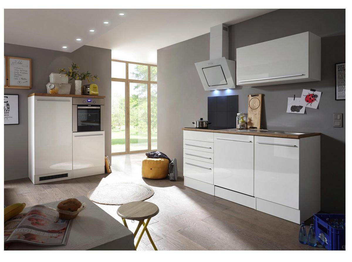 Küchenzeile Premium mit Geräte B: 290 cm Weiß/Eiche Dekor - Wildeiche/Eichefarben, Basics, Holzwerkstoff (290cm) - Respekta