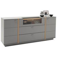 Sideboard Echtholz B: 196 cm Sevilla Grau/Eichefarben - Eichefarben/Grau, Design, Glas/Holzwerkstoff (196/87/44cm) - MID.YOU