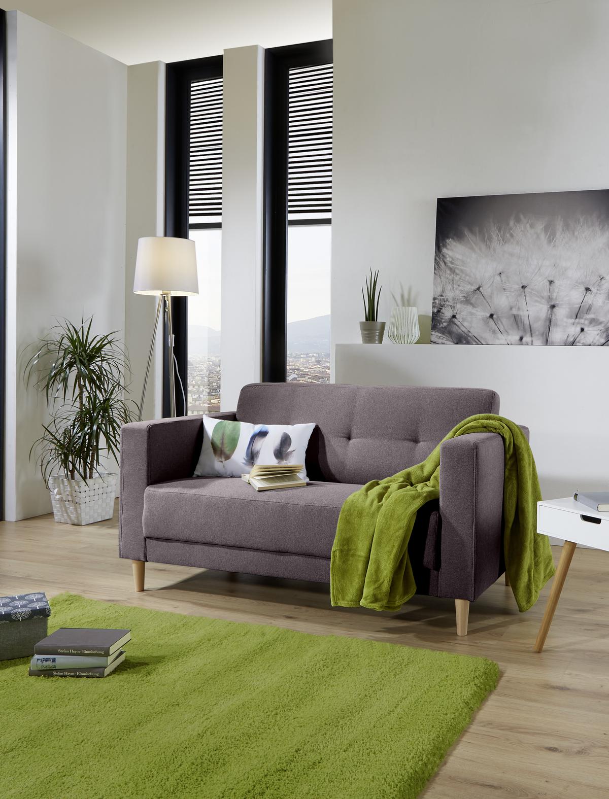 Zweisitzer-Sofa Geneve Webstoff - Anthrazit/Naturfarben, MODERN, Textil (148/81/75cm)