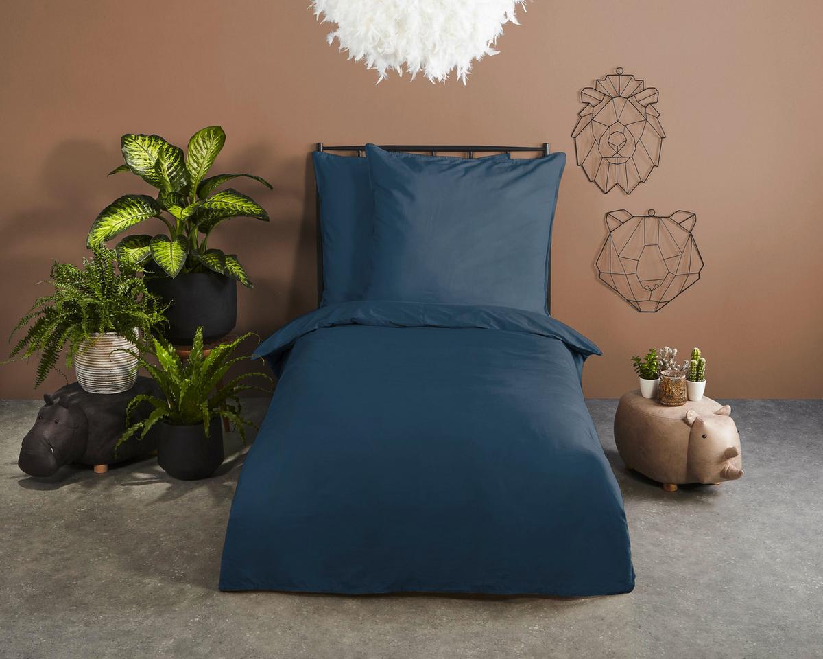 Bettwäsche Blau Dunkelblau 135x200 Cm - Dunkelblau, Basics, Textil (135/200cm)