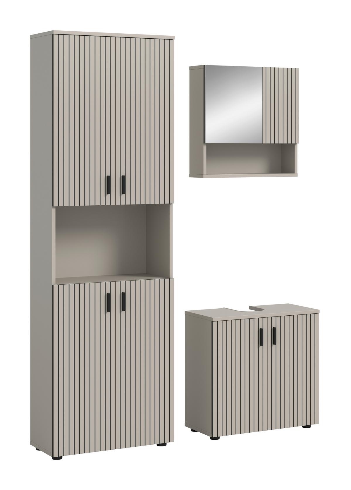 BADEZIMMER Mone Kaschmir B: 120cm - Kaschmir/Schwarz, Trend, Glas/Holzwerkstoff (120cm) - MID.YOU