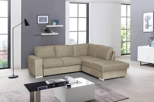 Ecksofa Eddi - Chromfarben/Cappuccino, KONVENTIONELL, Textil (248/213cm) - MID.YOU