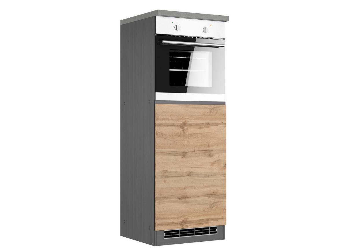 Backofen-/Kühlschrank- Umbauschrank Turin 60 cm - Eiche Wotan/Graphitfarben, Design, Holzwerkstoff (60/166/60cm) - Held