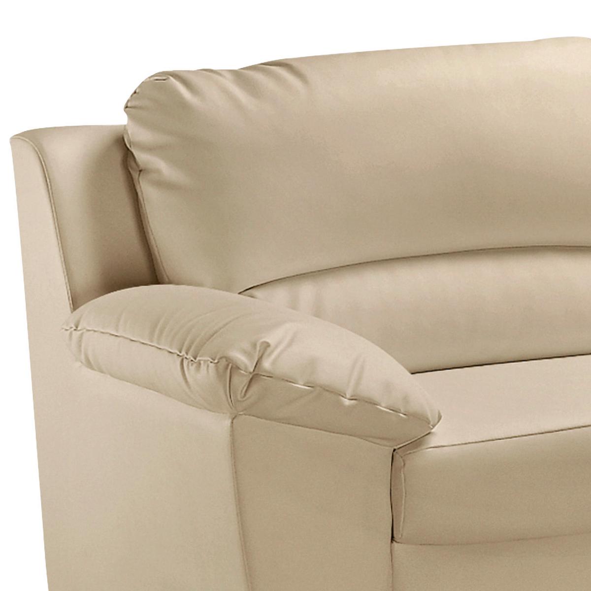3-sitzer-sofa Danilo Rücken Echt, Beige Lederlook - Beige/Schwarz, KONVENTIONELL, Textil (182/90/90cm) - MID.YOU