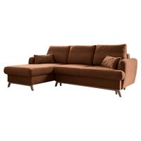 Sedačka LUCILE S, ľavá, tehlová, úl.priestor a lôžko - prírodná farba/terakotová, drevo/textil (157/235cm) - MID.YOU