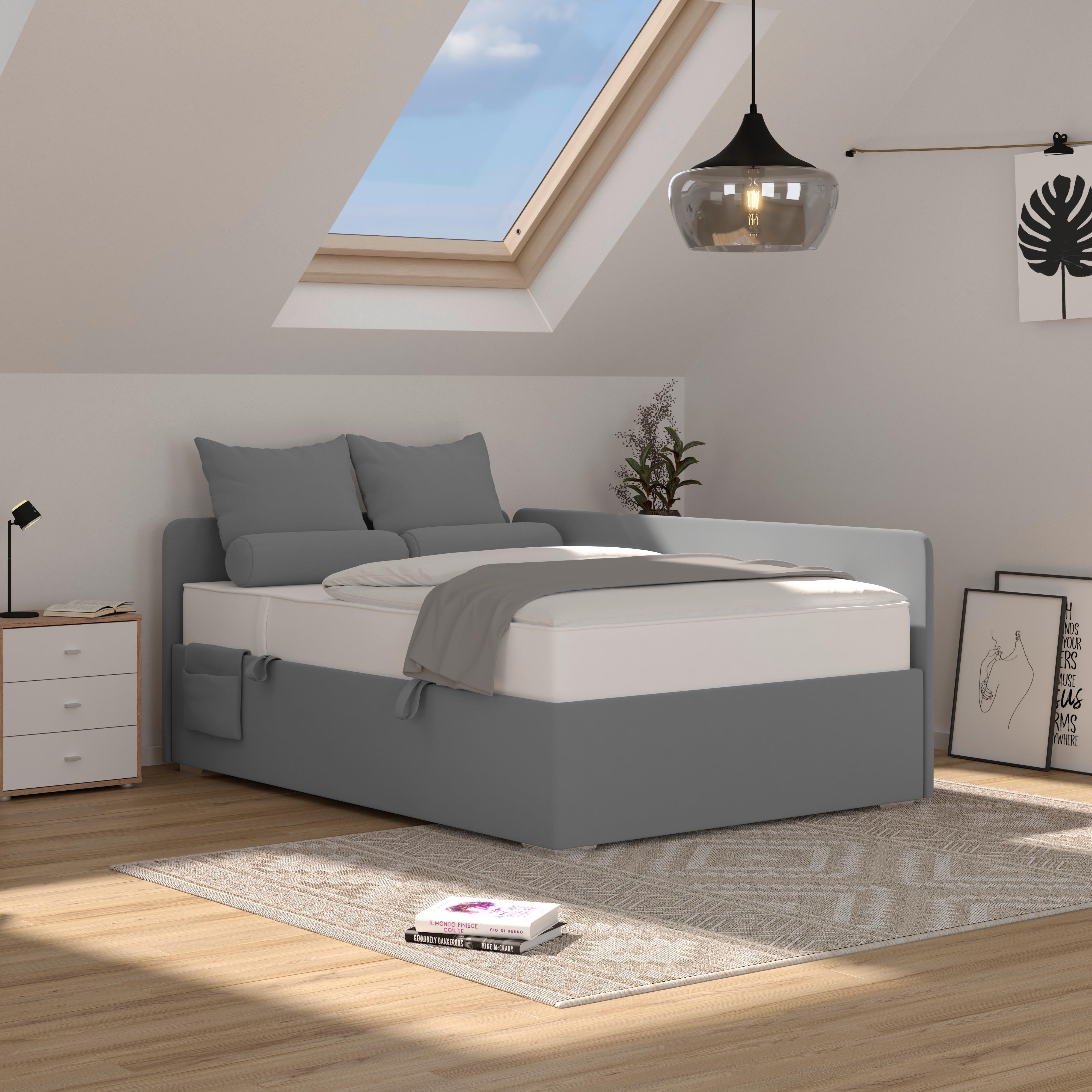 Polsterbett Remi - Chromfarben/Anthrazit, MODERN, Holz/Textil (120/200cm)