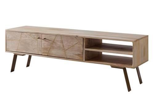 Nízka komoda pod TV Sikar š:145cm masív - hnedá/zlatá, Design, kov/drevo (145/47/35cm) - MID.YOU