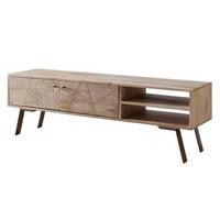 Nízka komoda pod TV Sikar š:145cm masív - hnedá/zlatá, Design, kov/drevo (145/47/35cm) - MID.YOU