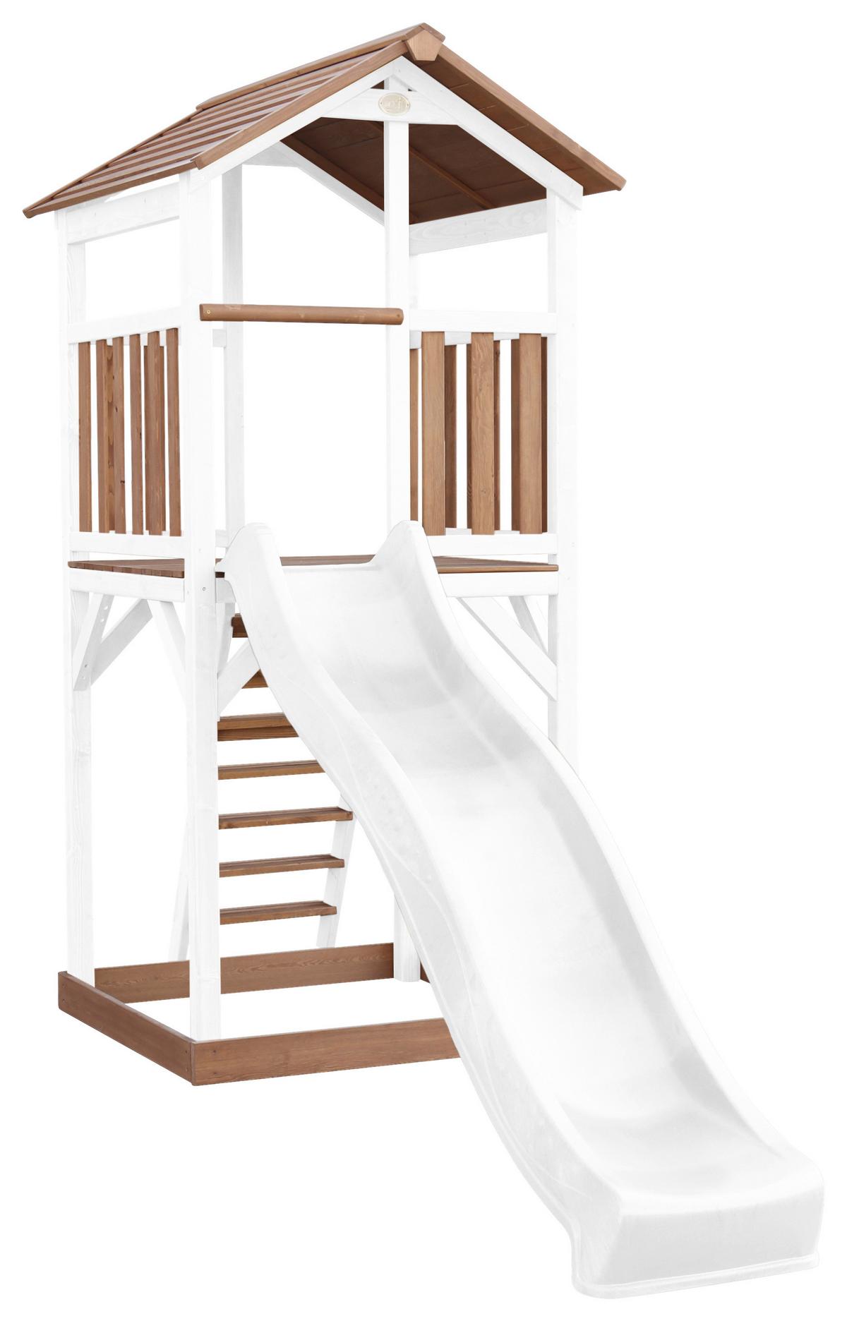 Spielturm A025.120.91 - Braun/Weiß, KONVENTIONELL, Holz/Kunststoff (111,2/241,9/349cm) - Ambia Garden