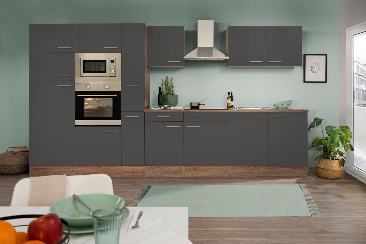 Küchenzeile Ohne Geräte B: 360 Cm Grau/eiche Dekor - Eichefarben/Grau, Basics, Holzwerkstoff (360cm) - Respekta