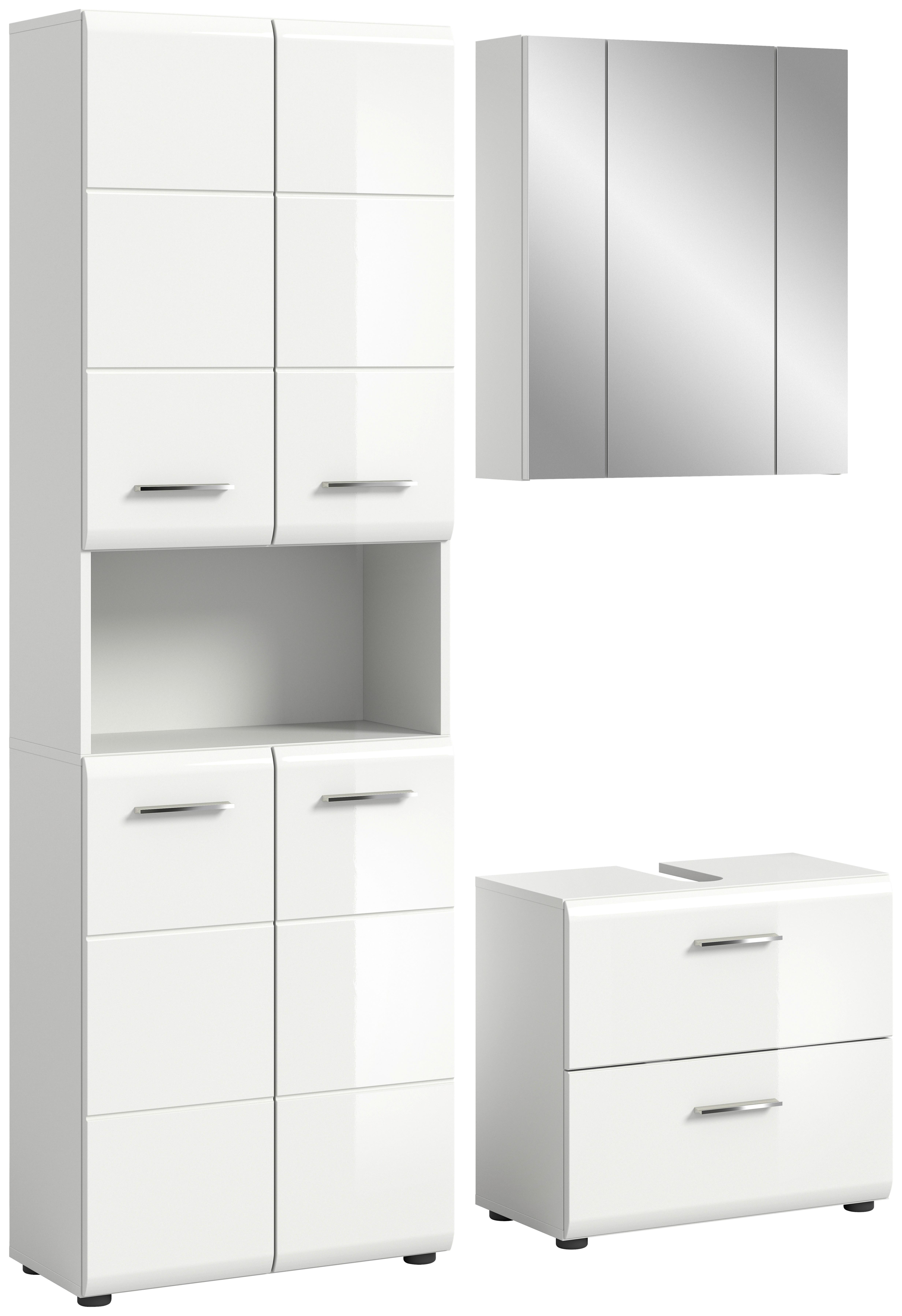 Badezimmer Ice Weiß Hg B: 120 Cm - Weiß Hochglanz/Schwarz, MODERN, Glas/Holzwerkstoff (120cm) - MID.YOU