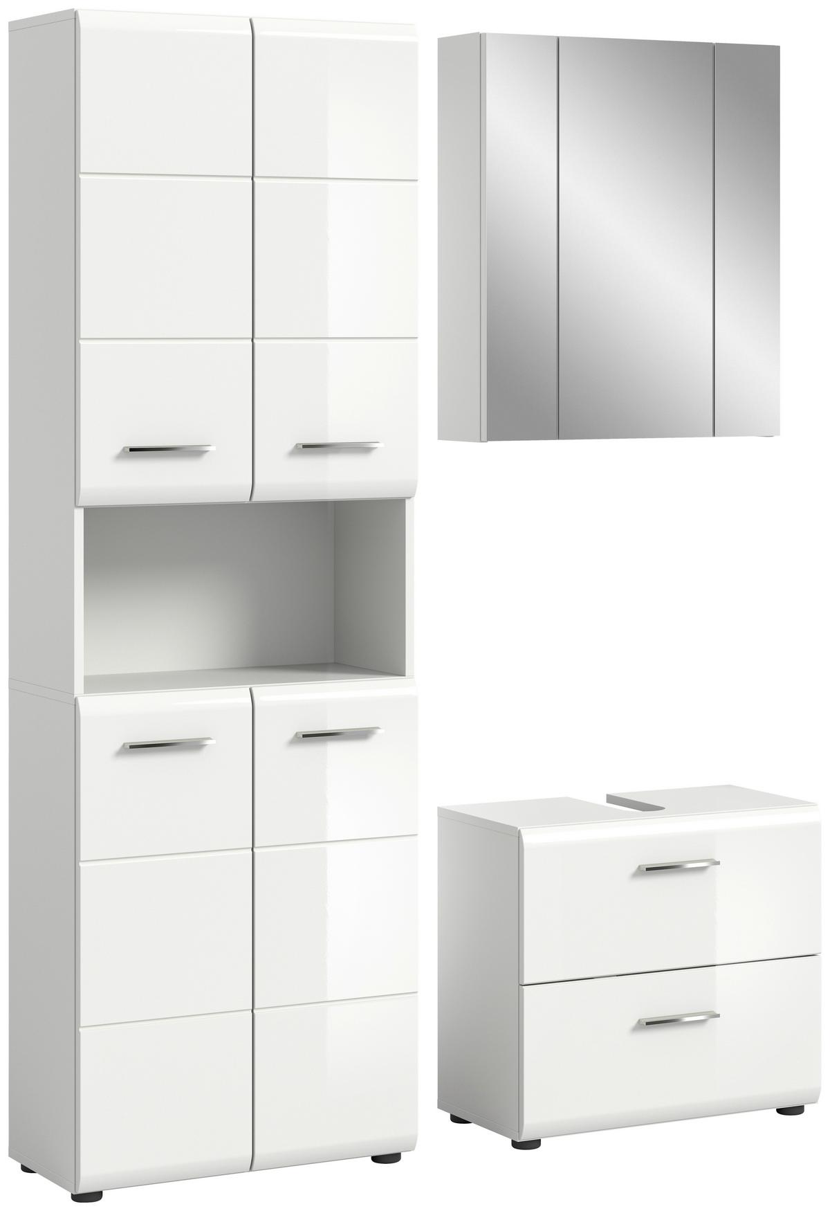 Badezimmer Ice Weiß Hg B: 120 Cm - Weiß Hochglanz/Schwarz, MODERN, Glas/Holzwerkstoff (120cm) - MID.YOU