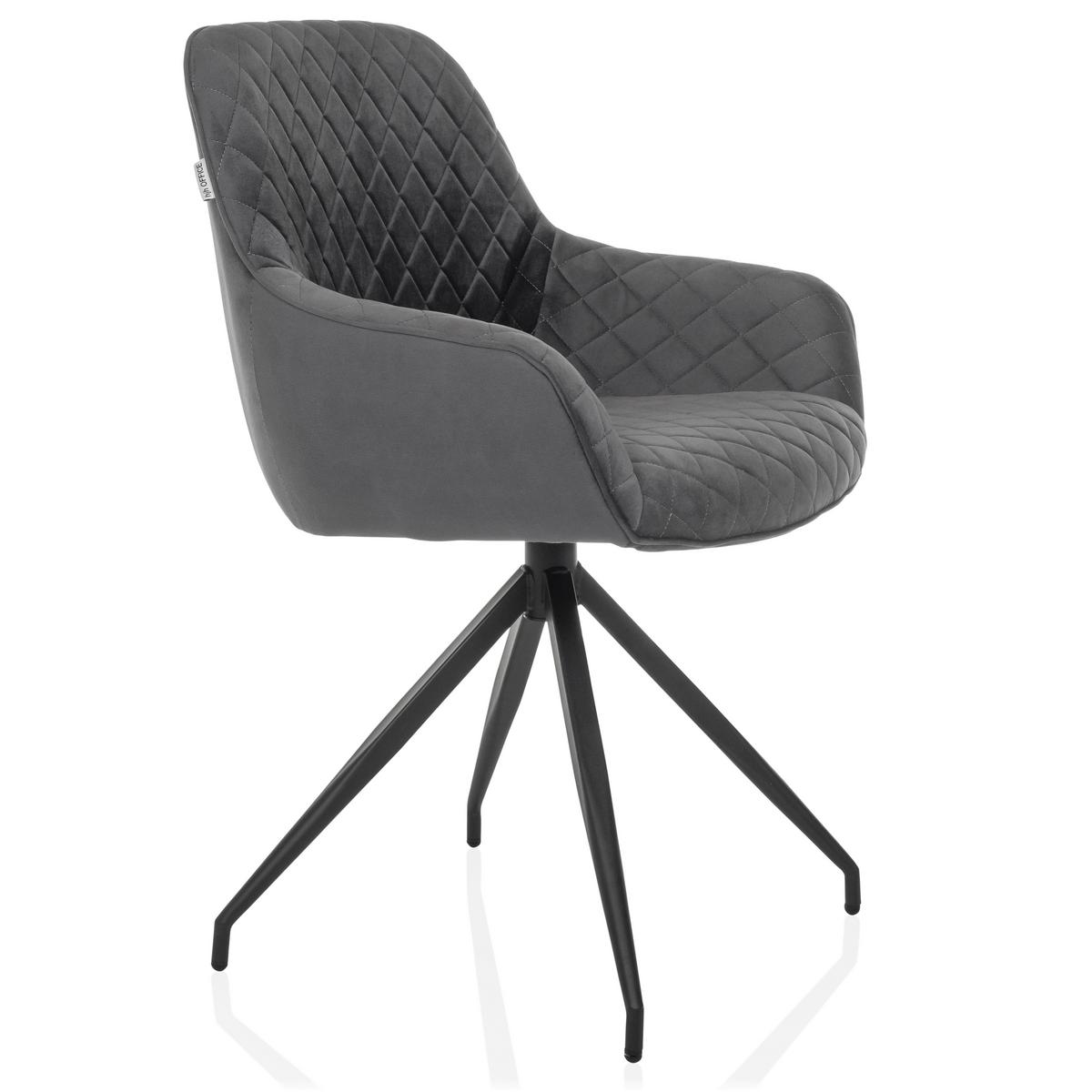 Armlehnstuhl Elverum Grau B: 58 Cm - Schwarz/Grau, MODERN, Textil/Metall (58/87/57cm) - MID.YOU