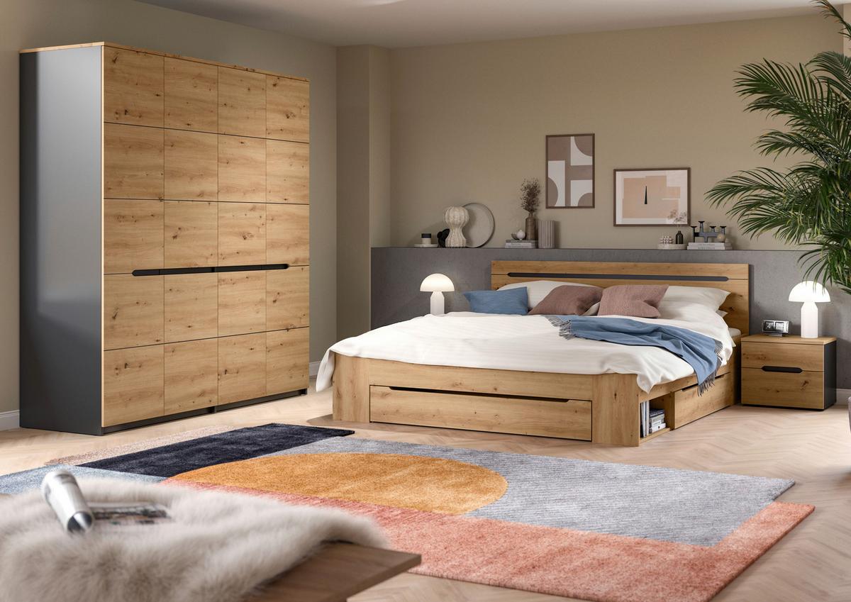 Drehtürenschrank Canu Eiche Artisan Dekor B: 180cm - Eiche Artisan, MODERN, Holzwerkstoff (180/198/59cm) - MID.YOU