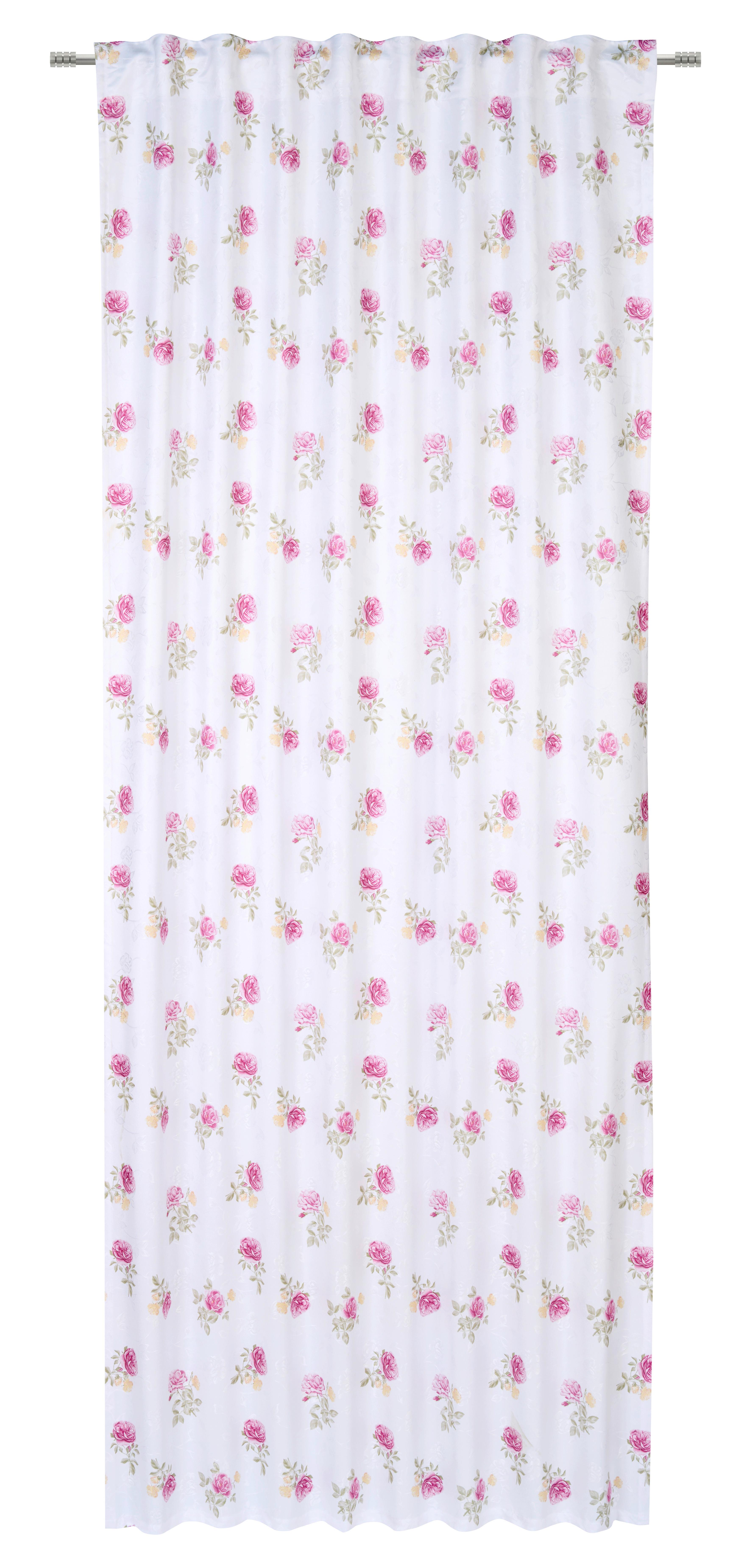 Készfüggöny Laura Kb. 140/245cm - fáradtrózsaszín/fehér, Romantik / Landhaus, textil (140/245cm) - James Wood